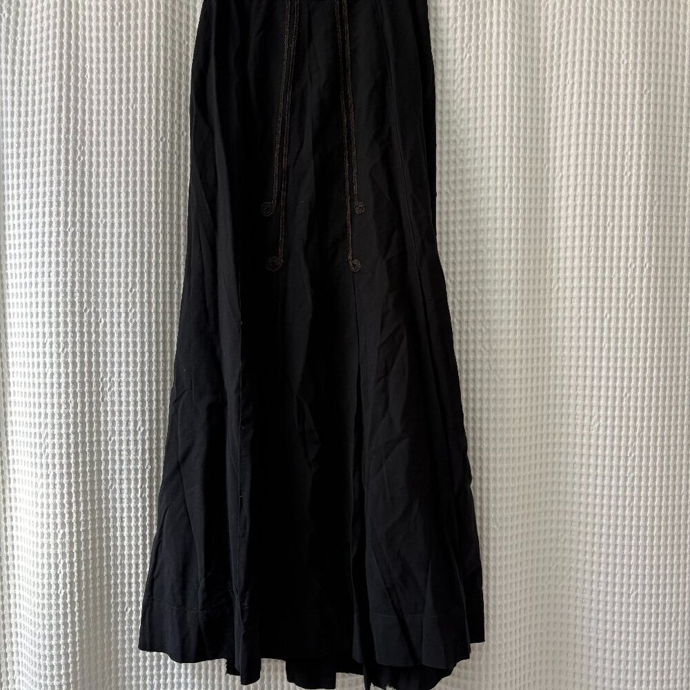 Antique early 20th-century black wool skirt 26" waist steampunk goth cosplay